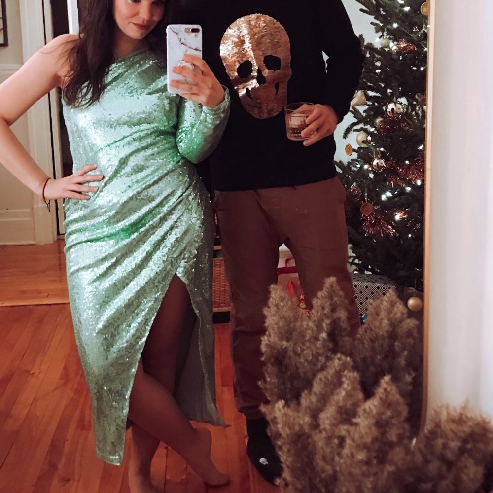 One shoulder sequin dress